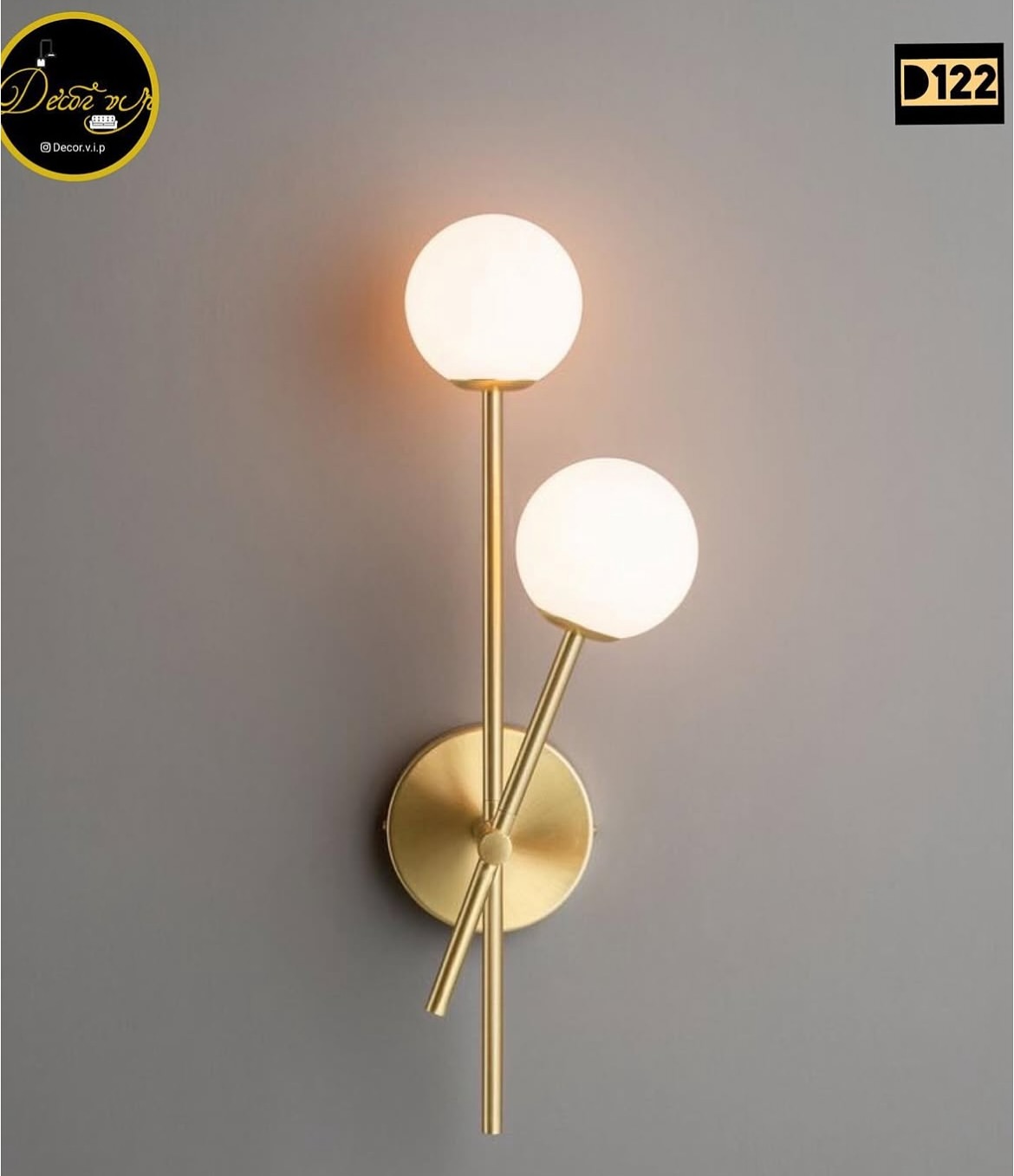 لوستر دیواری دیوارکوب حبابی دوشعله کد D122.2 دکور وی آی پی