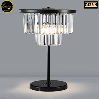 آباژور رومیزی کریستالی مدرن مناسب اتاق خواب و پذیرایی کد C123 دکور وی آی پی